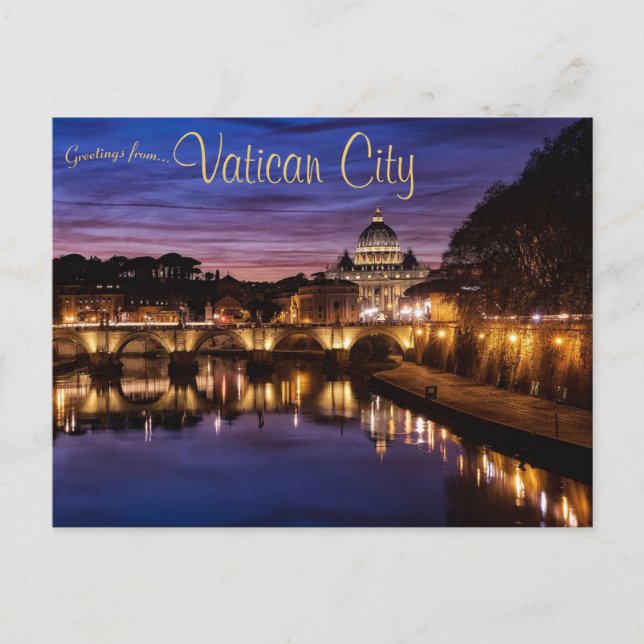 Ein Blick auf die Vatikanstadt bei Nacht Postkarte (Vorderseite)