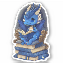 Ein Blue Dragon Reading Sticker