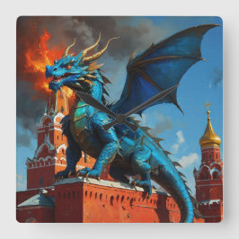 Ein Blue & Gold Dragon besucht Moskau Quadratische Wanduhr