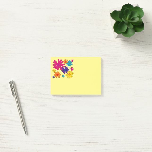 Ein Blumenbeet mit blühenden Blume Post-it Klebezettel (Büro)