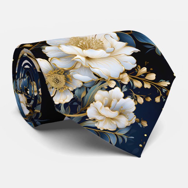 Ein Blumendesign 11 Krawatte (Gerollt)