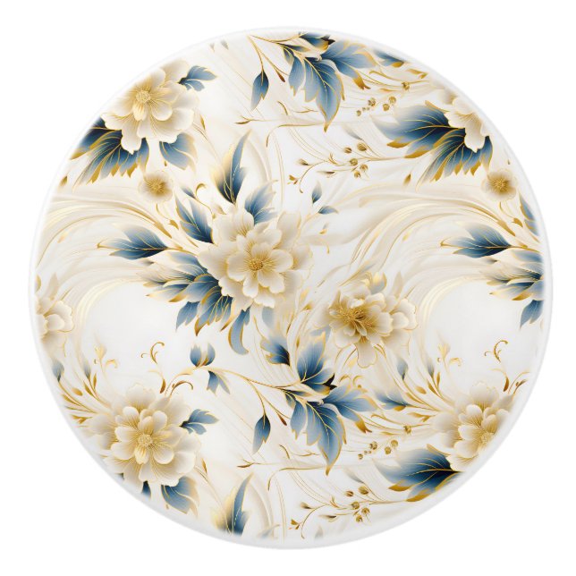 Ein Blumendesign 1 Keramikknauf (Vorderseite)