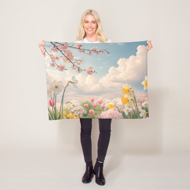 Ein Blumenhintergrund im Frühling Fleecedecke (Beispiel)