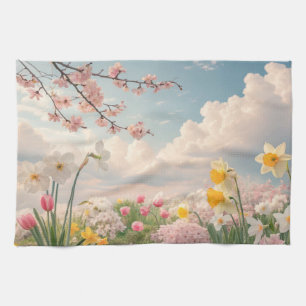 Ein Blumenhintergrund im Frühling Geschirrtuch