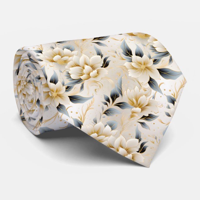 Ein Blumenmuster für Hochzeiten 10 Krawatte (Gerollt)