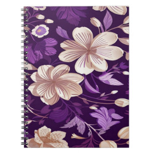 Ein Blumenmuster mit violettem Hintergrund Notizblock