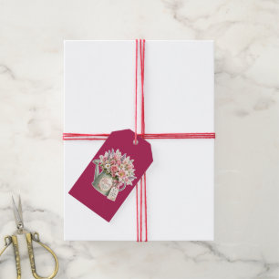 Ein Blumenstrauß in einer Gießkanne für Mama Geschenkanhänger