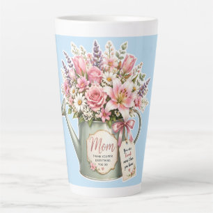 Ein Blumenstrauß in einer Gießkanne für Mama  Milchtasse