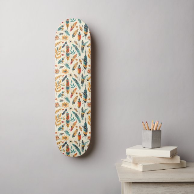 Ein böhmisch inspiriertes, helles Muster Skateboard (Wandkunst)