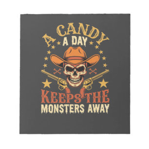 Ein Bonbon am Tag hält die Monster fern Halloween Notizblock