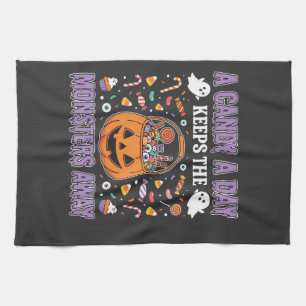 Ein Bonbon pro Tag Halloween T-Shirt Design Geschirrtuch