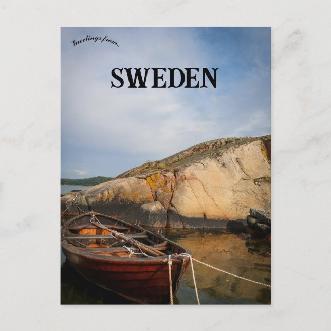 Ein Boot in Knödestrand Schweden Postkarte (Vorderseite)