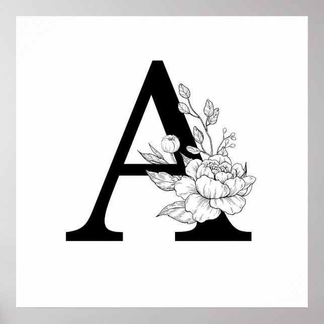 Ein botanisches Monogramm. Initialbuchstaben mit B Poster (Vorne)