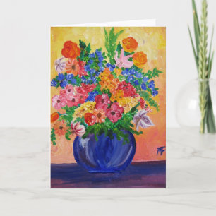 Ein Bouquet mit bunten Blume Grußkarte Dankeskarte