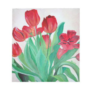 Ein Bouquet mit roten Tulips Notizblock
