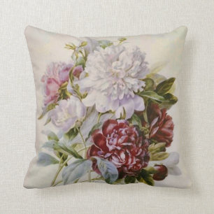 Ein Bouquet von Peony Blume von Pierre Redoute Kissen