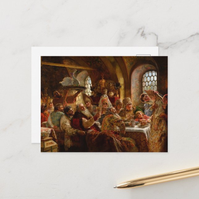 Ein Boyar Hochzeitsfest von Konstantin Makovsky Postkarte (Vorderseite/Rückseite Beispiel)