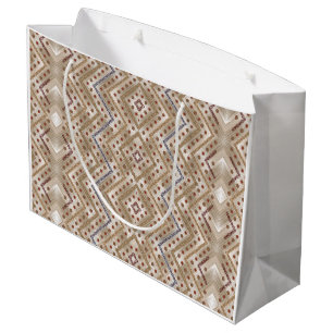 Ein brauner Teppich mit symmetrischem Design Große Geschenktüte
