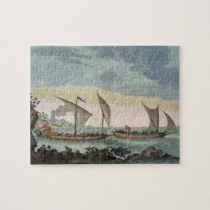 Ein Brigantine, der Verfolgung zu einem Felucca