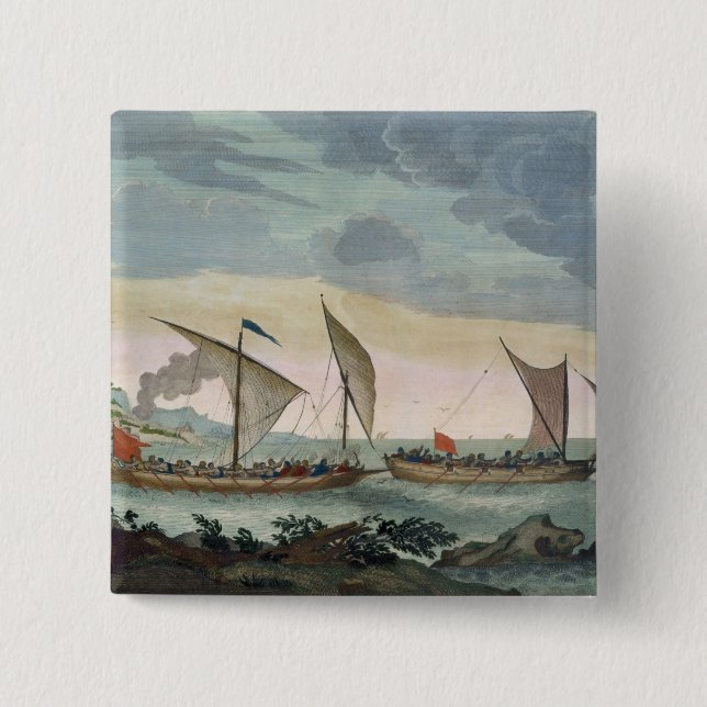 Ein Brigantine, der Verfolgung zu einem Felucca Button (Vorderseite)