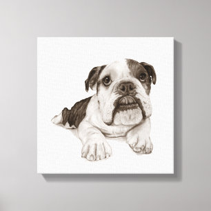 Ein Brindle Bulldog-Welpe Zeichne Leinwanddruck