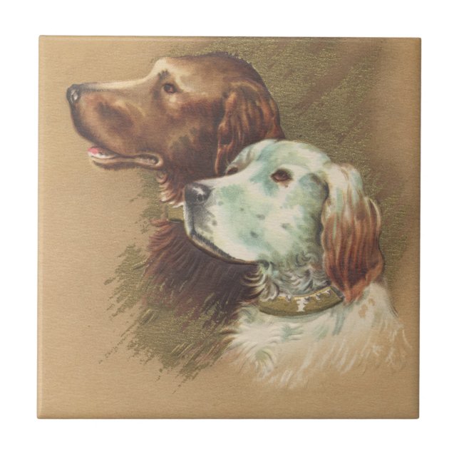 Ein Brown und ein weißer Hund Fliese (Vorderseite)