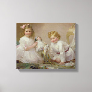 Ein Bruder und Schwester spielen, 1915 Leinwanddruck