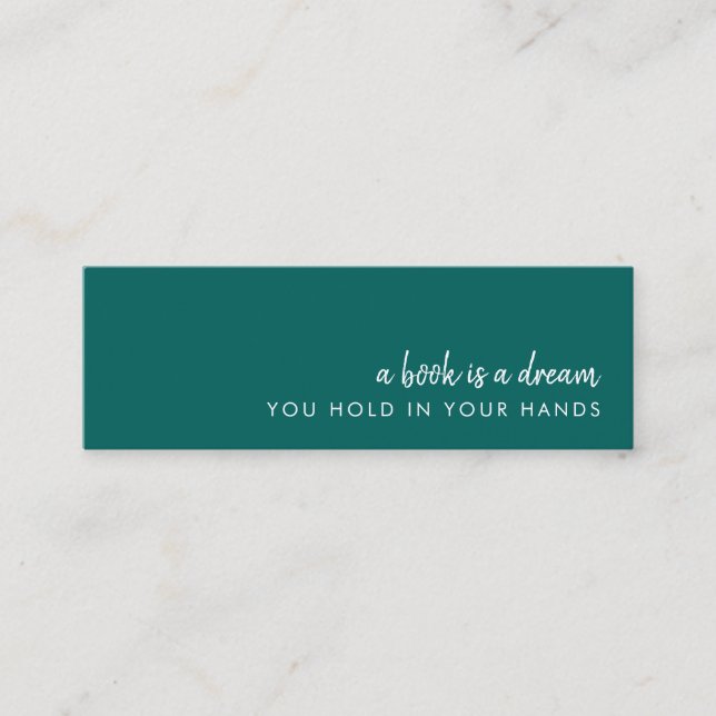 Ein Buch ist ein Traum | Aquamarine Green Mini-Les Mini Visitenkarte (Vorderseite)
