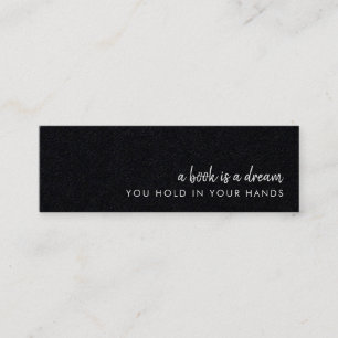 Ein Buch ist eine Dream Modern Black Mini Lesezeic Visitenkarte