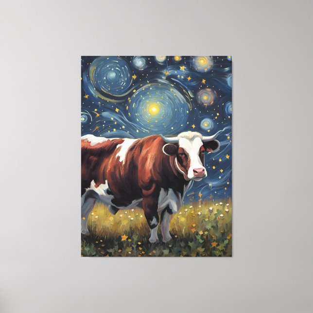 Ein Bull in der frühen Nacht Leinwanddruck (Vorderseite)