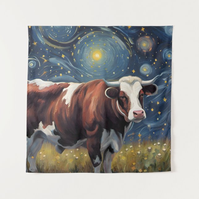 Ein Bull in der frühen Nacht Wandteppich (Vorderseite)