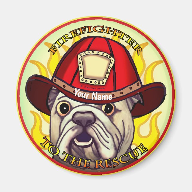 Ein Bulldoggen-Feuerwehrmann Magnet (Vorne)