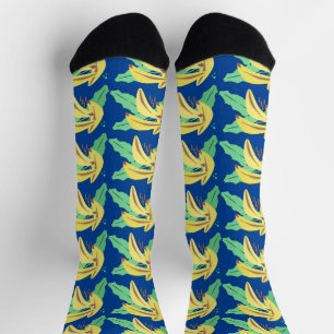 Ein Bündel Bananen Obstmarkt Muster Blau Socken