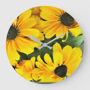 Ein Bündel gelber Kegelblumen Große Wanduhr
