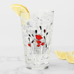 Ein Bündel rote Mohnblumen Glas