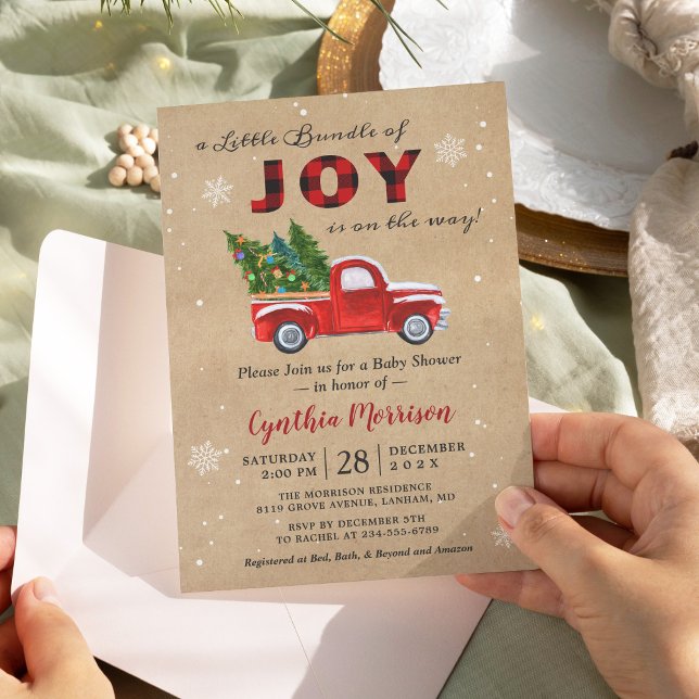 Ein Bündel von JOY Truck Red Kariert Baby Shower Einladung (Von Creator hochgeladen)