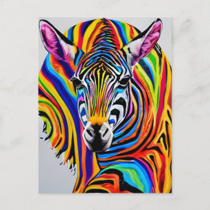 Ein bunter Regenbogenzebra Postkarte