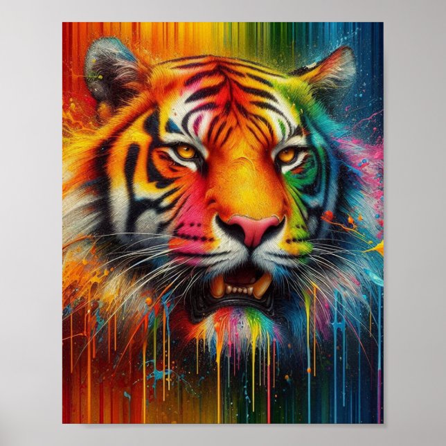 Ein bunter Tiger Poster (Vorne)