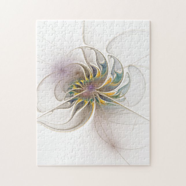 Ein buntes Fraktal-Ornament. Abstrakte Blume (Vertikal)