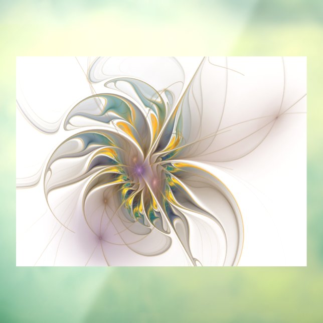 Ein buntes Fraktal-Ornament. Abstrakte Blume Fensteraufkleber (Blatt 3)