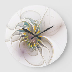 Ein buntes Fraktal-Ornament. Abstrakte Blume Große Wanduhr