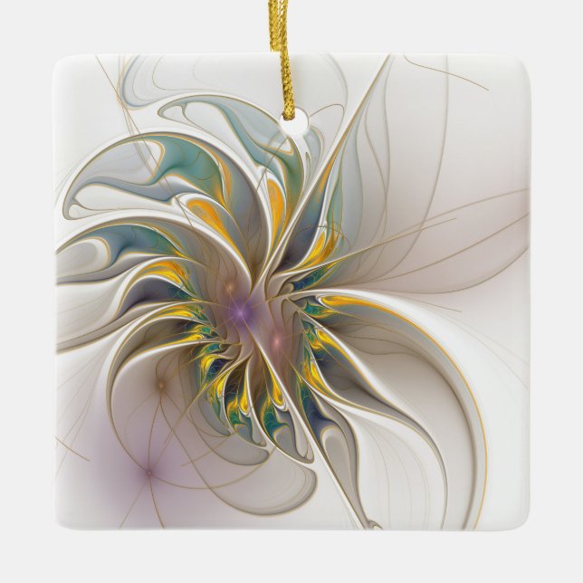 Ein buntes Fraktal-Ornament. Abstrakte Blume Keramikornament (Vorderseite)