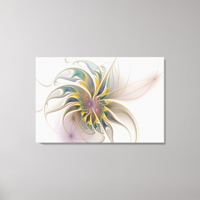 Ein buntes Fraktal-Ornament. Abstrakte Blume Leinwanddruck (Vorderseite)