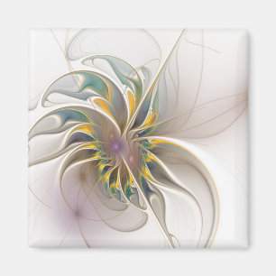 Ein buntes Fraktal-Ornament. Abstrakte Blume Magnet