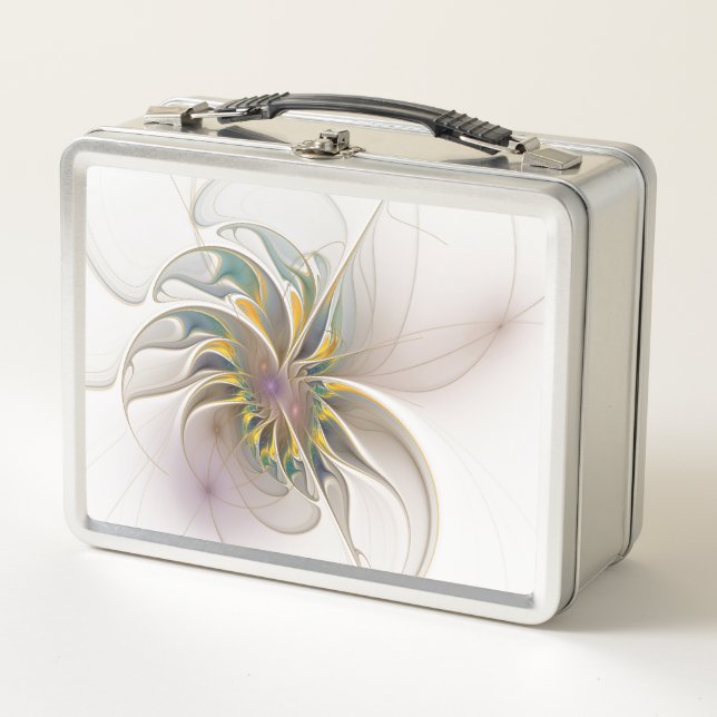 Ein buntes Fraktal-Ornament. Abstrakte Blume Metall Brotdose (Vorderseite)