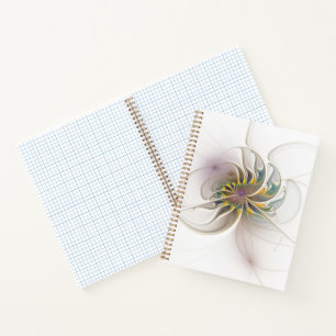 Ein buntes Fraktal-Ornament. Abstrakte Blume Notizbuch