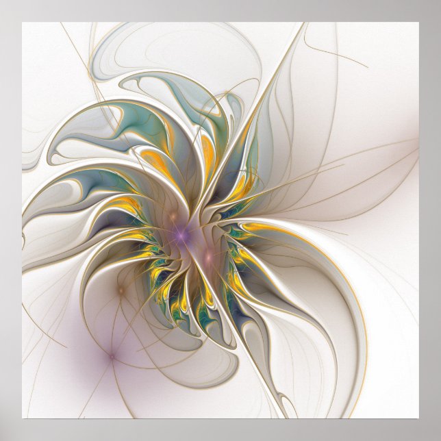 Ein buntes Fraktal-Ornament. Abstrakte Blume Poster (Vorne)