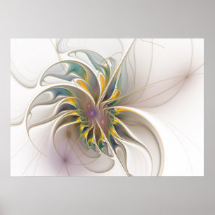 Ein buntes Fraktal-Ornament. Abstrakte Blume Poster