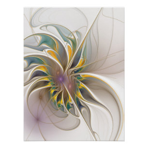 Ein buntes Fraktal-Ornament. Abstrakte Blume Poster