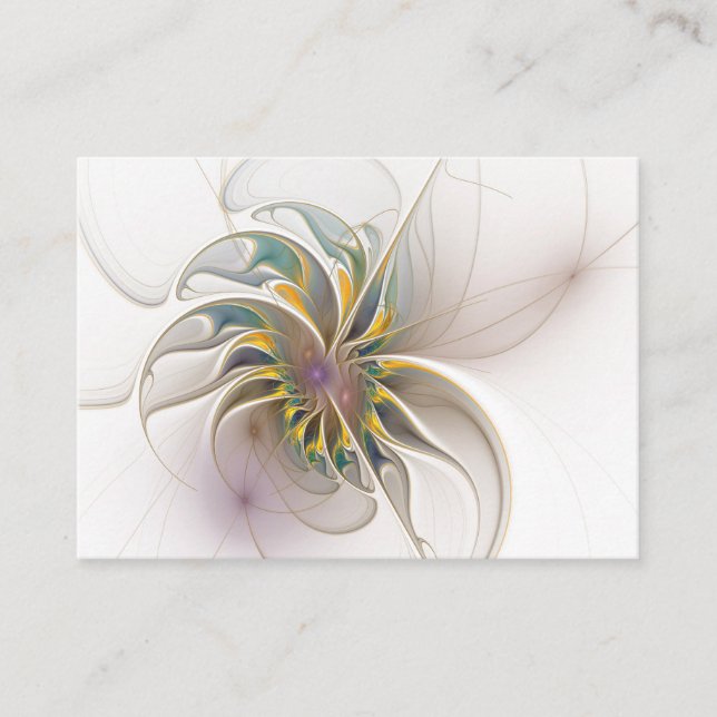 Ein buntes Fraktal-Ornament. Abstrakte Blume Rabattkarte (Vorderseite)